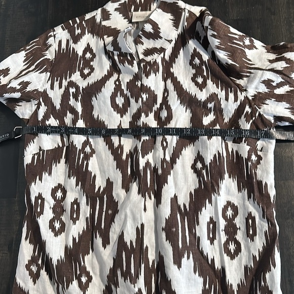 Chico’s Brown & White Ikat Linen Open Front Jacket Size 0 (Small) - Picture 6 of 8